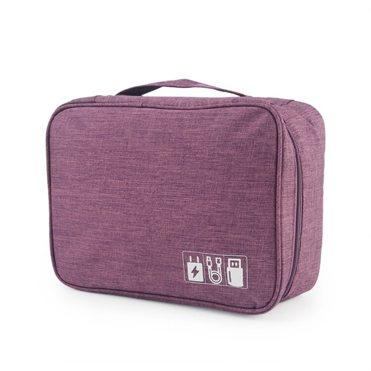 Bolsa de almacenamiento de cables digitales para viaje, organizador de energía móvil, impermeable, accesorios electrónicos, bolsa de viaje: purple