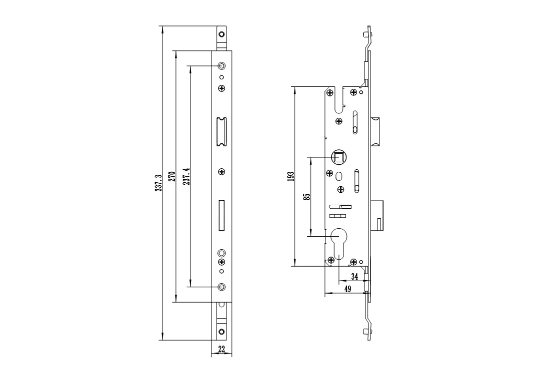 Serie enkelt- og flerpunkts innendørs trehuslåssett tilbehør, sylinderlås og aluminiumsdør: Oransje