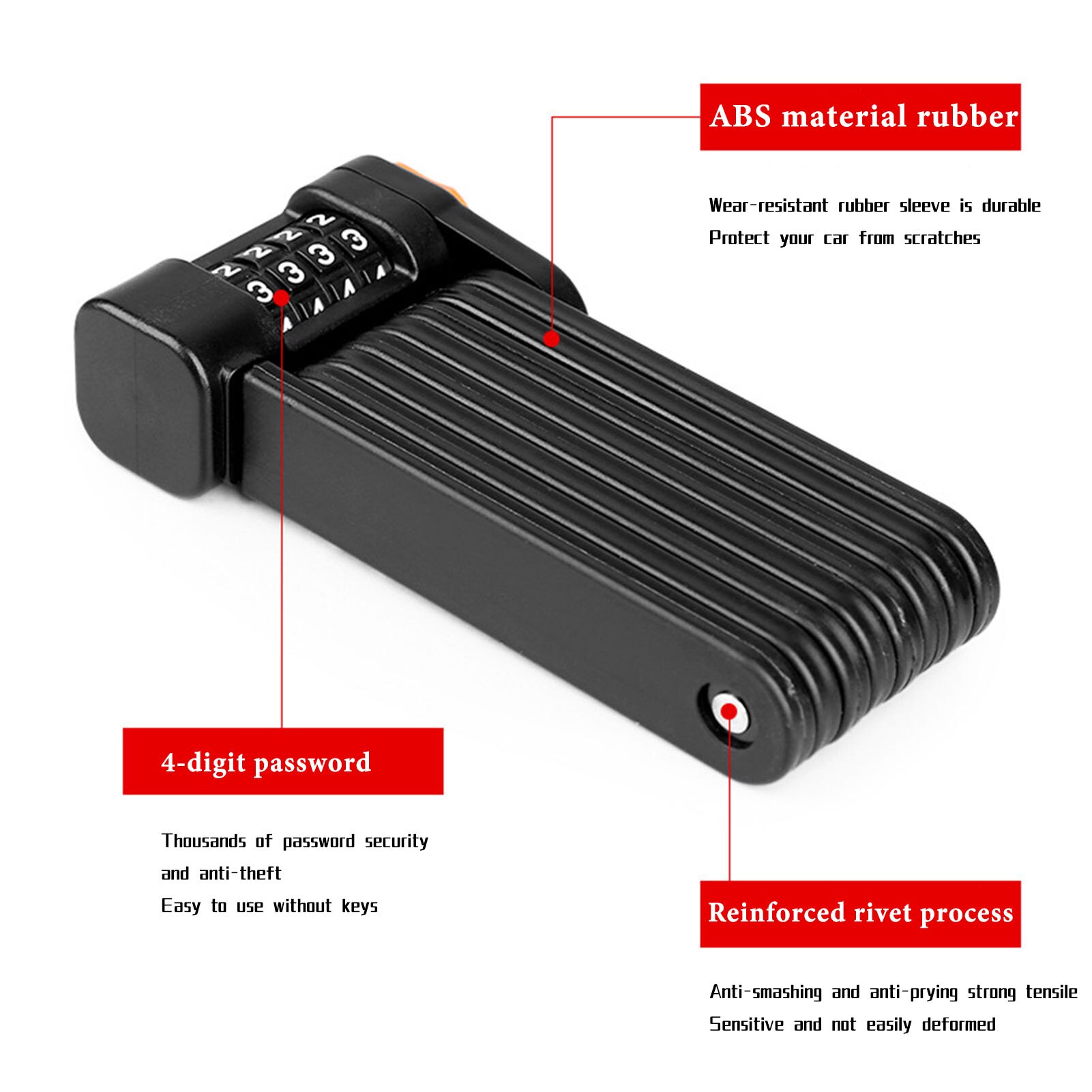 Anti-Theft Folding Bike Lock Cycling MTB Bike Lock Motorcycle Lock Electric 8 Joints Bicycle Part Chain Lock With Keys And Frame