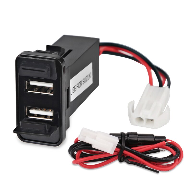 Dubbele USB Stopcontact Voor Auto USB Charger Socket Interface Autolader Adapter Voor Suzuki Mobiele Telefoon Autolader