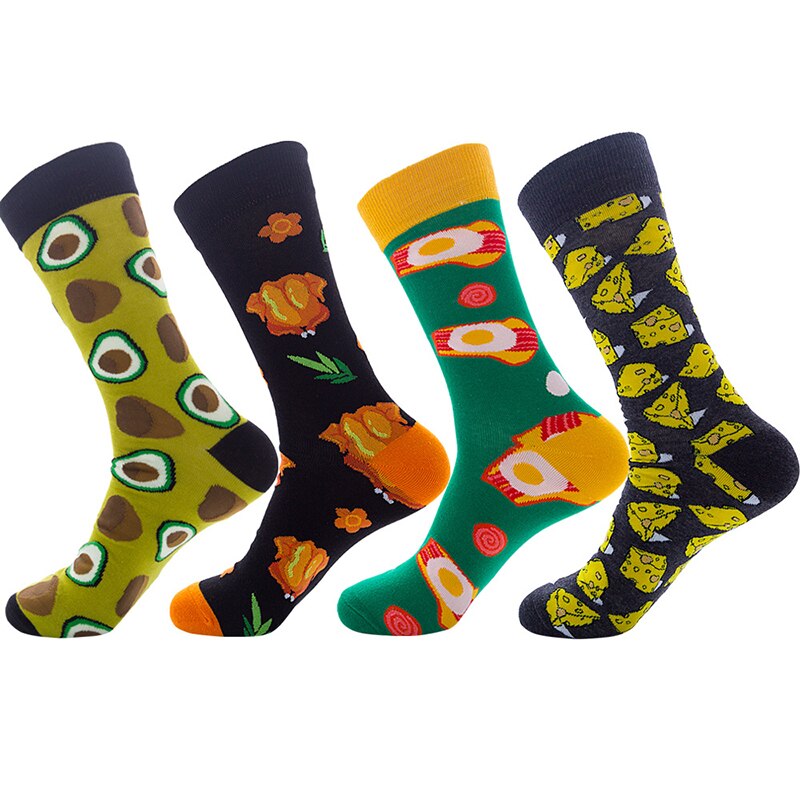 1pair Autumn Winter cycling Unisex Men Art Sock Cotton Cartoon Animal Cheese Mouse Bird Beer Stamp Geometric Novelty Funny Socks