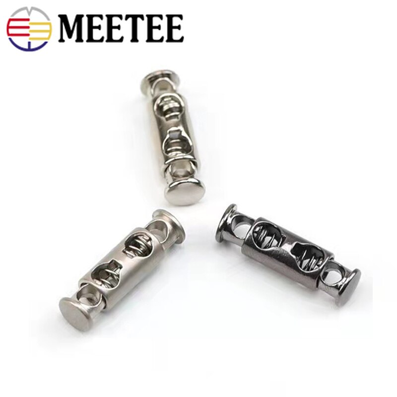 20Pcs Meetee 8mm Metal Cord Lock Stopper Double Hole Hat Clothing Lanyard Rope Stopper Button DIY Sewing Hardware Accessories