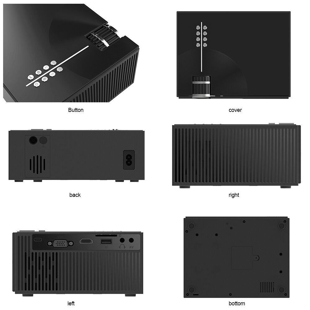 C7 portable full HD same screen LED function family party projector black support mobile phone same screen