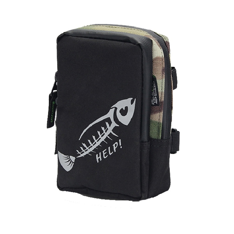 Bolsa de lona para pesca al aire libre, bolsa pequeña, bolsa de carretes de pesca, línea de pesca/bolsa de cintura para rueda, equipo de pesca con 2 cierres