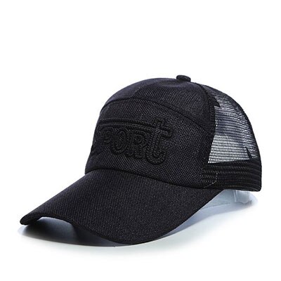 Stijl lente mesh snapback brief baseball pet snel drogende zomer zonnehoed ademende chapeu casual mesh: Zwarte sport