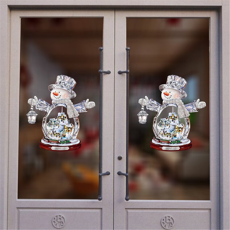 Christmas Santa Claus Window Decal Snowflake Stickers Winter Wall Decals For Kids Rooms Year Xmas Window Decorations