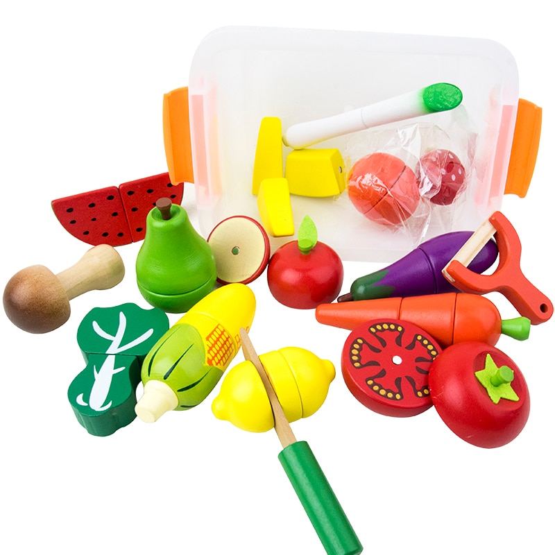 Houten Keuken Speelgoed Pretend Play Kinderen Keuken Set Snijden Magnetische Fruit Groente Miniatuur Voedsel Meisjes Speelgoed Educatief Speelgoed