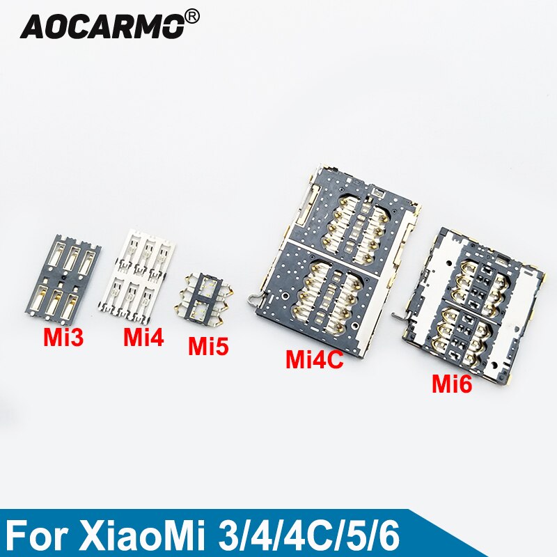 Aocarmo 2pcs Sim Card Reader modulo supporto connettore copertura in ferro SIM Card Tray Slot presa parti di riparazione per XiaoMi 3 4 4c 5 6 mi6