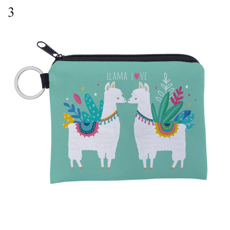 1 Pcs Unisex Cartoon Alpaca Printing Coin Purse Waterproof Small Zipper Purse Card Key Pouch Mini Square Wallet For: 3