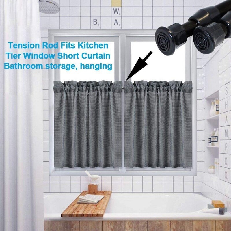 3PCS Spring Curtain Rods 16 to 28 Inch Tension Rod Spring Curtain Rod Adjustable Curtain Rod Expandable Curtain Rod