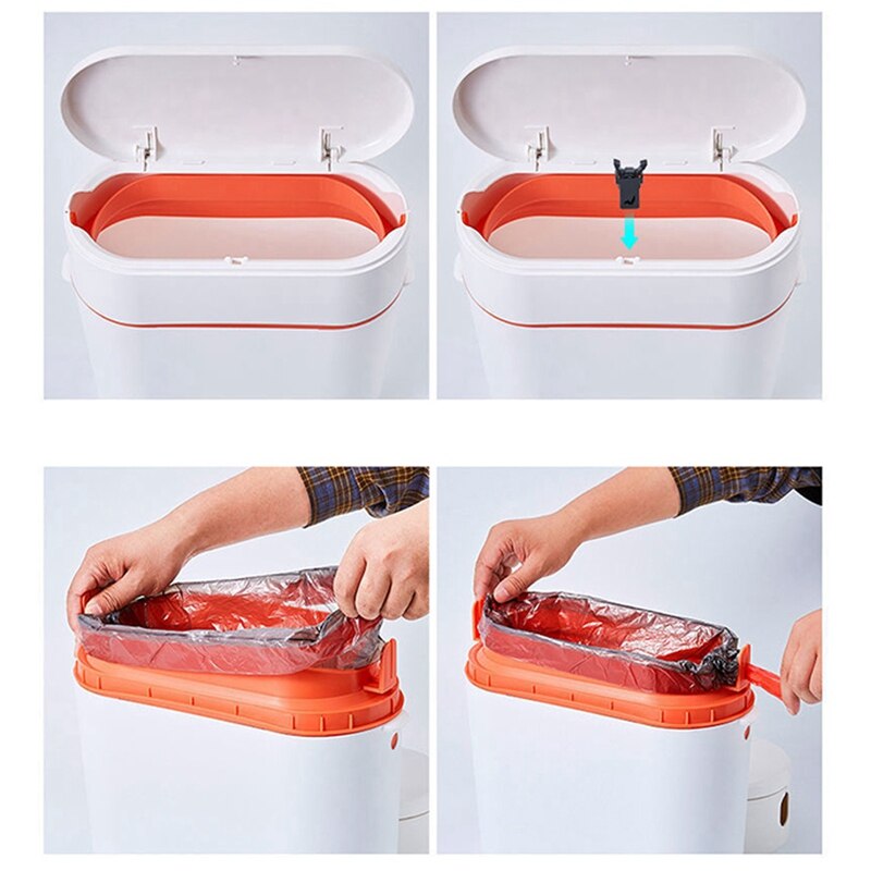 Cabinet Storage Trash Bins Dustbin Bathroom Trash Can Automatic Wastebin Waste Garbage Can Household Rubbish Container