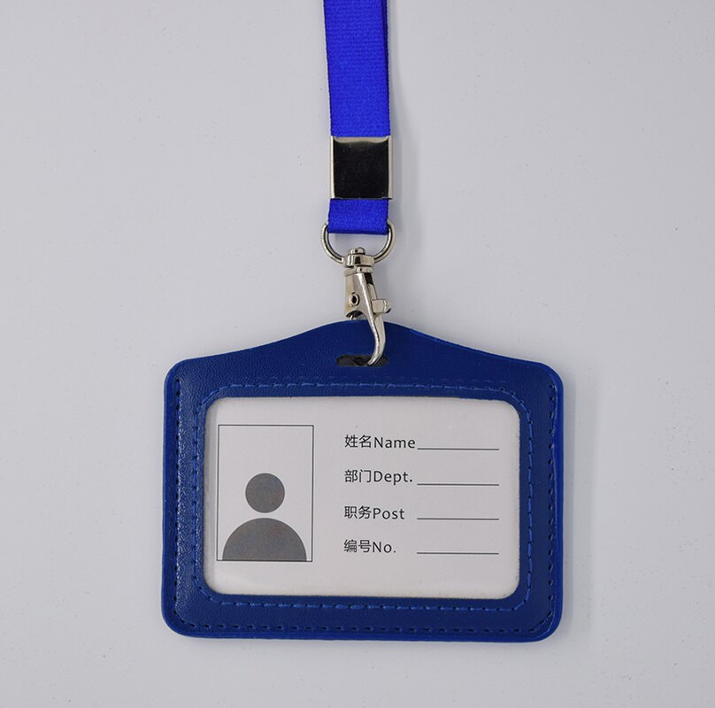 Portable Neck Strap Rope Staff Employee's ID Work Card Holder PU Office Buliding Gate Pass Access Card Cover Sleeve with Lanyard: NO.11