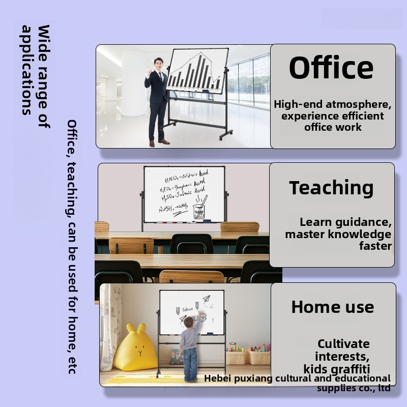Justerbar whiteboard skrivebrettbrakett mobil slettbar tavle husholdningsvertikal dobbeltsidig magnetisk skrivebrett