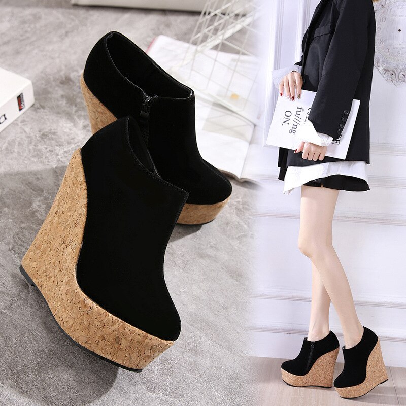 Zapatos de mujer calzado de mujer con punta redonda, vestido cómodo, cuñas concisas, tela aterciopelada sólida