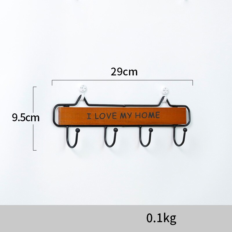 CAPTAINIRON Wall Hanging Letter Hooks for Key Holder Wall Decoration Hanger Iron Craft for Home Decor and Kitchen Tools Perchero: Brown Home-4Hooks