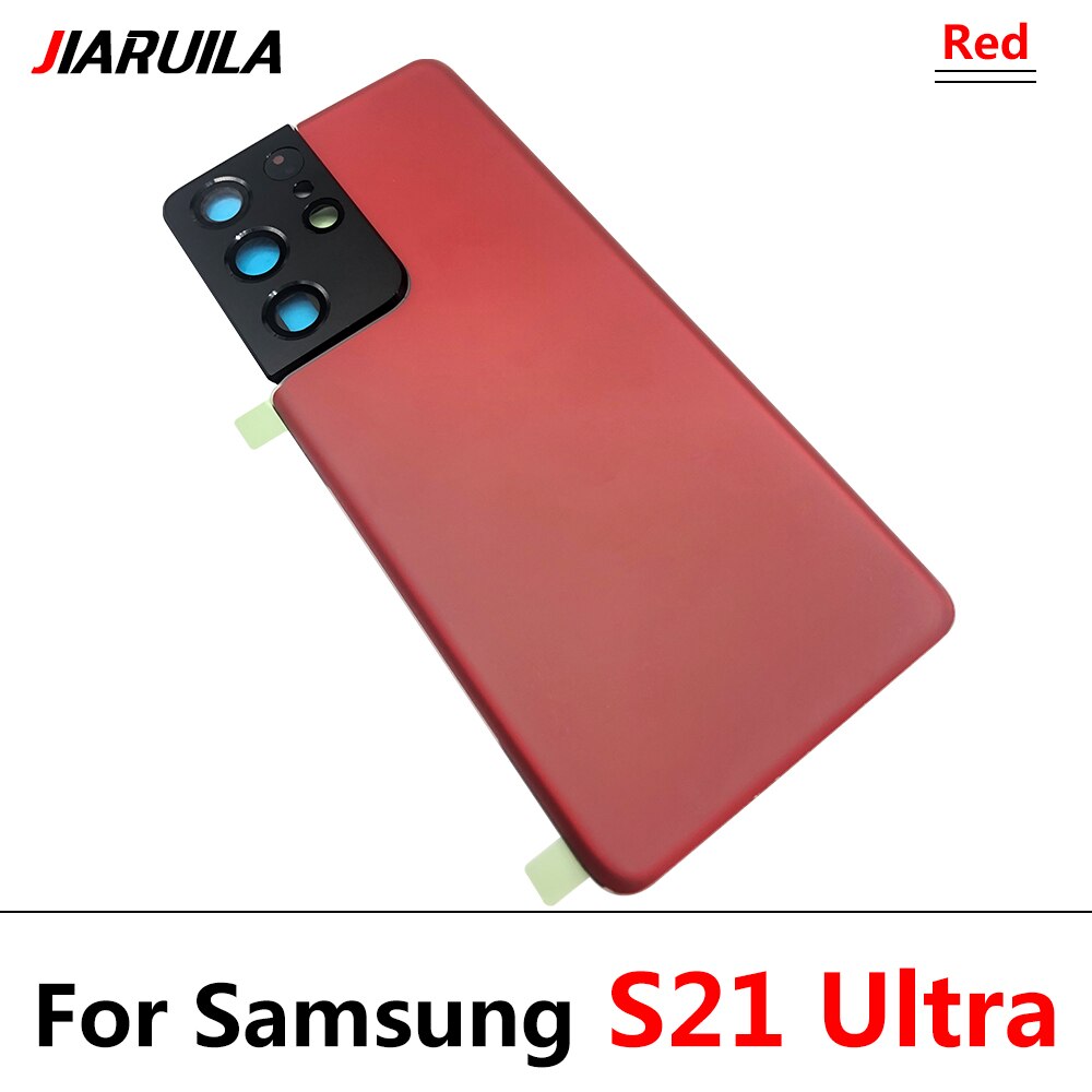 Terug Glas Vervanging Voor Samsung S21 Ultra Batterij Cover Achterdeur Behuizing Case Met Lijm Sticker Voor Samsung S21 Plus: S21 Ultra Red