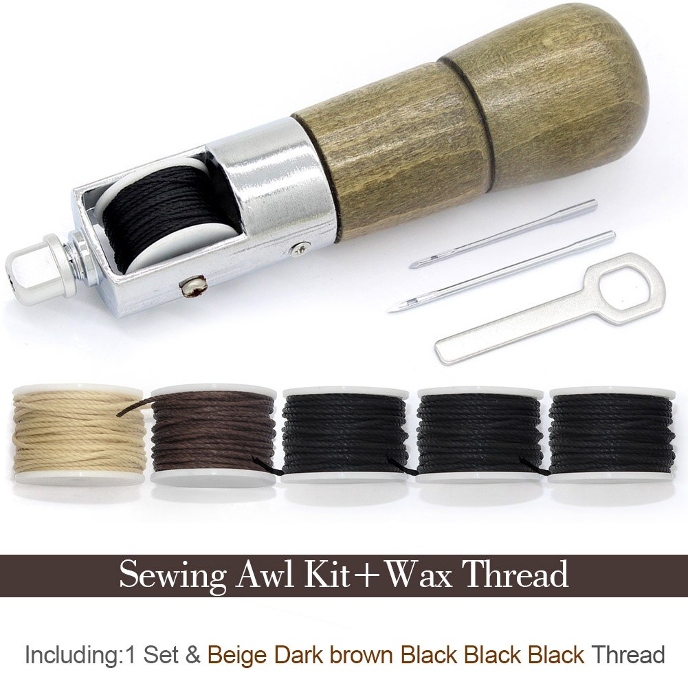 DIY Shoe Repair Leather Supplies Craft with Needle Waxed Thread Leathercraft Accessories Stitching Awl Tool Kit Sewing Machine: PG08X2