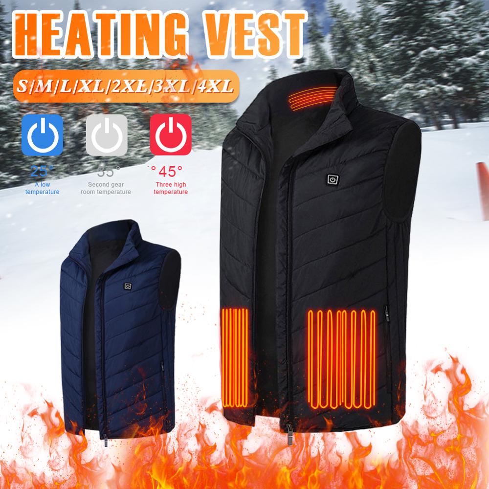 9 Heating Zones Heated Vest Jacket USB Men Winter Electrically Heated Sleeveless Jacket Travel Outdoor Waistcoat for Outdoor