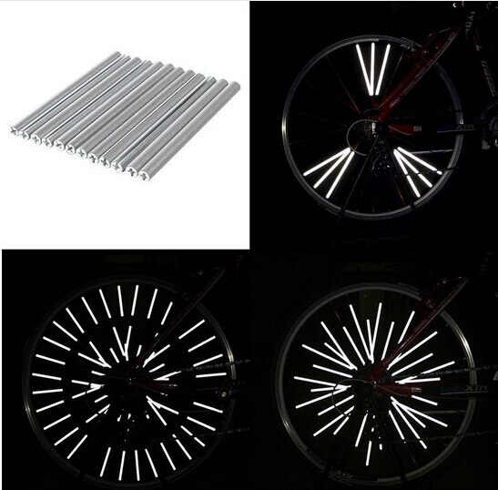 12 sztuk rowerów odblaskowe koła naklejki taśmój górskie szprychy rowerowe Mtb naklejki reflektor Fixie rowerowa folia odblaskowa