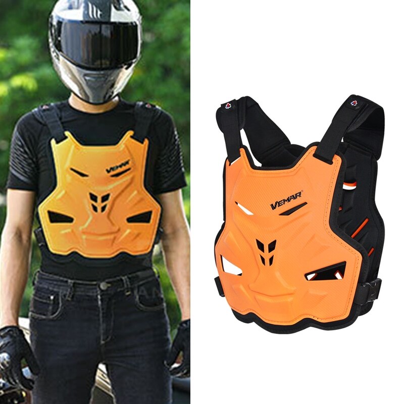 Adult Motorcycle Dirt Bike Body Armor Protective Gear Chest Back Protector Vest B36B: Orange