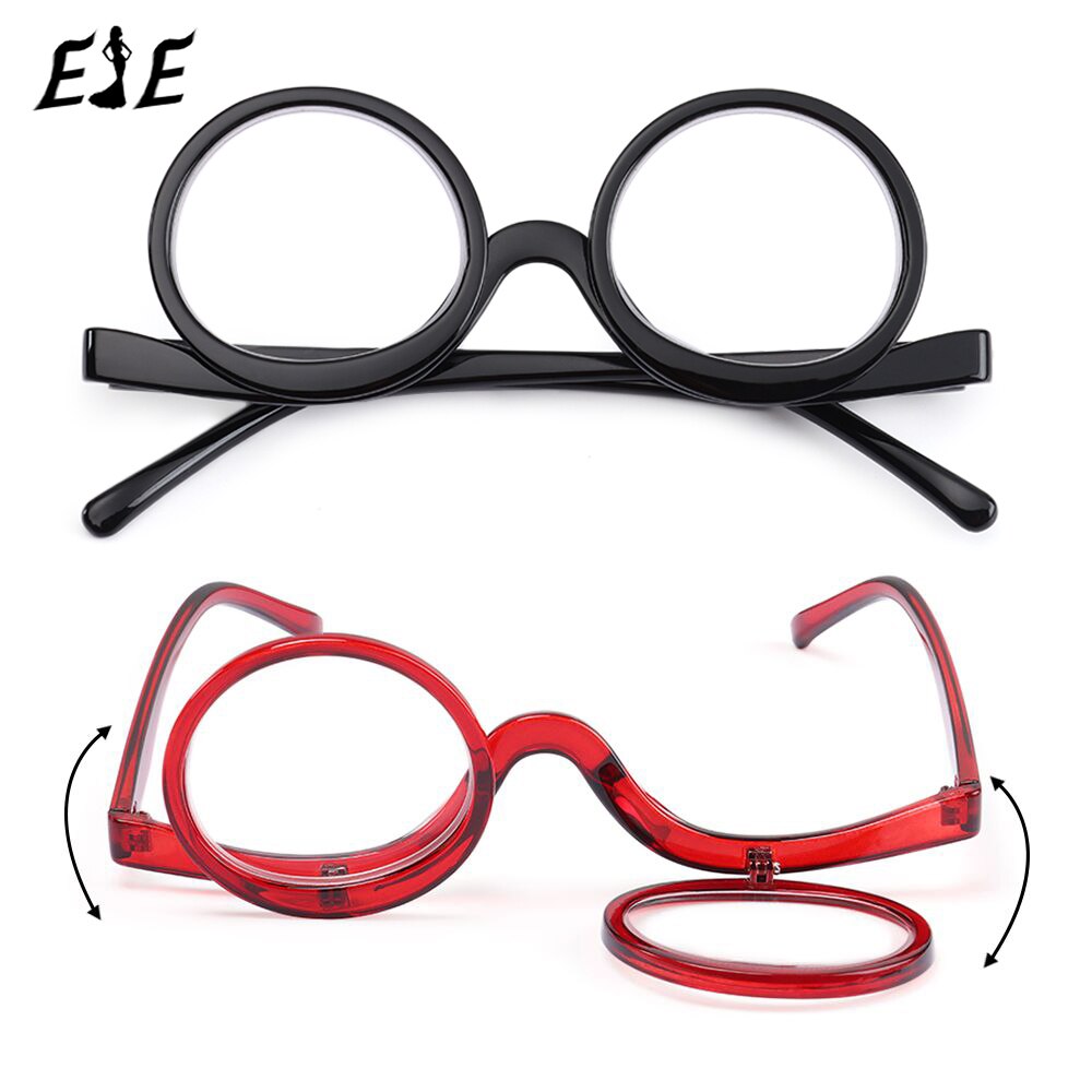 Rotating Magnifying Folding Magnification Eyeglasses Presbyopic Clamshell Makeup Eyewear Glasses Reading Glasses Lens +10~+40