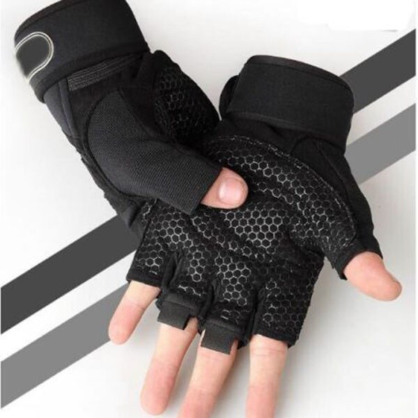 Gewichtheffen Handschoenen Mannen Training Gym Workout Bodybuilding Fitness Handschoenen: Black / L