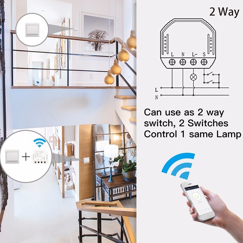 Regulador de intensidad de luz LED inteligente con WiFi, Control por aplicación remota Tuya, interruptor de 1/2 vías, funciona con Alexa de Google, bricolaje