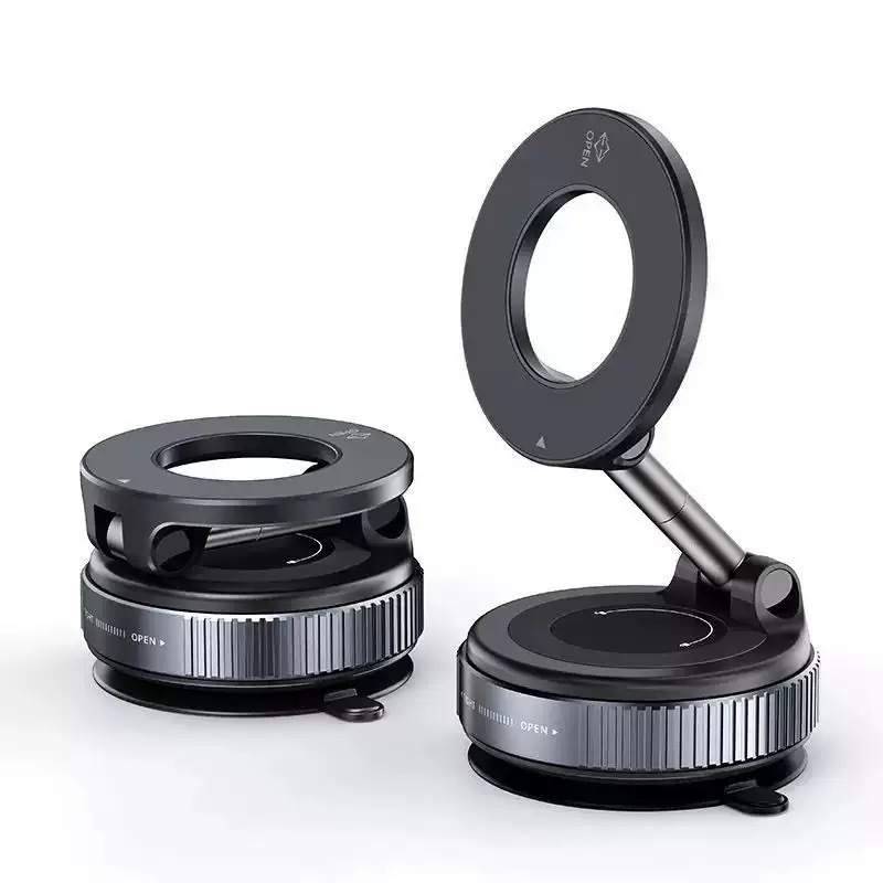 Magnetische autohouder met vacuümgreep, verbeterde versie, multi-hoekverstelling, sterke magnetische zuignap, opvouwbaar, voor navigatie en telefoon: Oranje