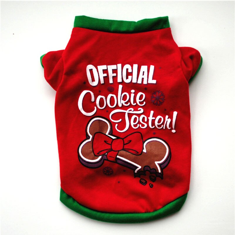 Christmas Dog Clothes For Small Dog Autumn Winter T-shirt Cute Dog Shirt Pet Clothes Pet Xmas Costumes Winter shirt: Red / M