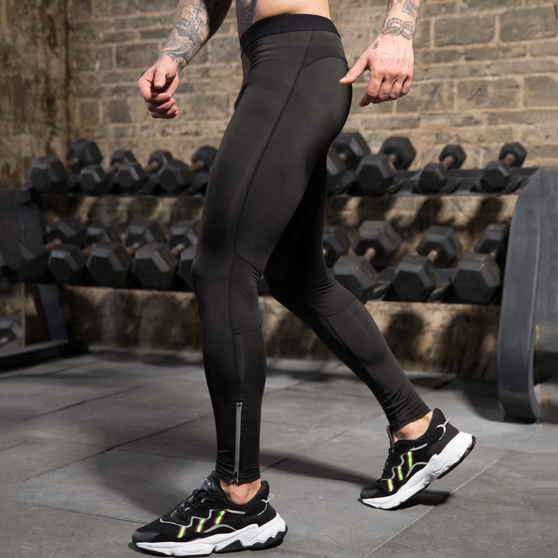 Pantaloni da ginnastica Uomini di Compressione Leggings Pantaloni per lo Sport degli Uomini Di formazione Da jogging slim Pantaloni Uomo Skinny Calzamaglie di compressione Pantaloni Della Chiusura Lampo