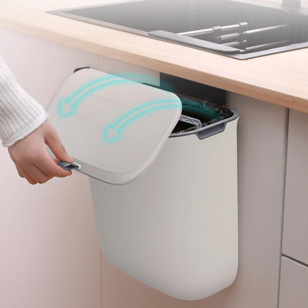 Wall Mounted Trash Can Plastic with Lid Dustbin Garbage Bin Trashcan for Kitchen Countertop Restroom Toilet Floor