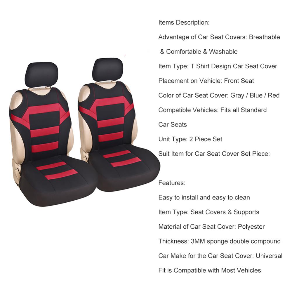 2pcs Universal Car Seat Covers-Front Seat Covers Mesh Sponge Interior Accessories T Shirt -for Car / Truck / Van