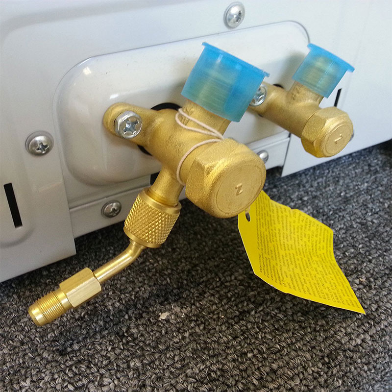 Mini Split System Charging Vacuum Port Adapter Converts R410a Style 5/16 SAE Service Ports to Accept Older 1/4 SAE Gauge Hoses