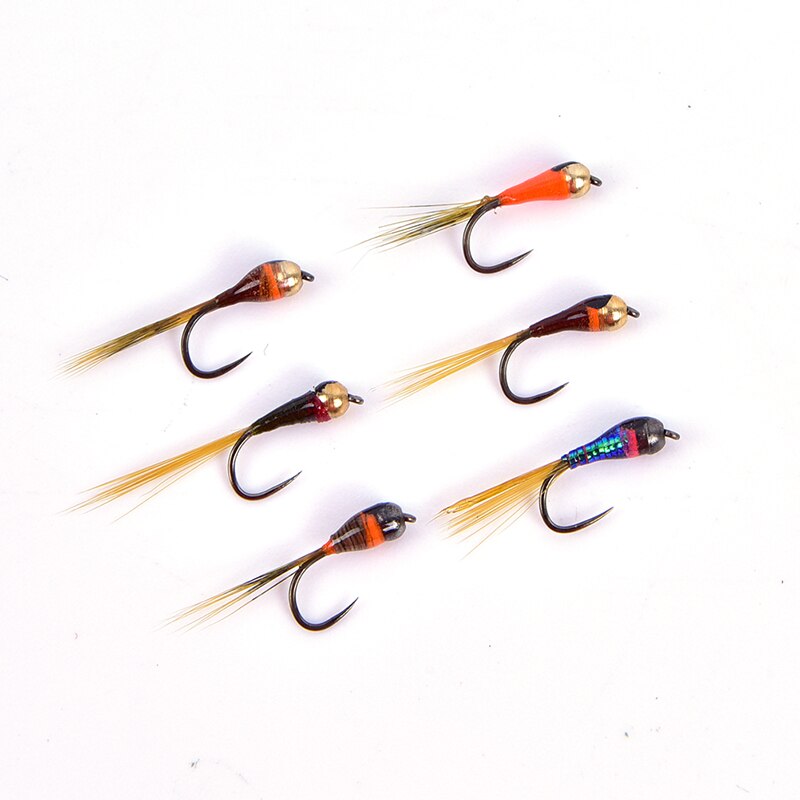 Gancho de tungsteno perdigón Ninfa, abalorios pequeños, mosca arcoíris, trucha marrón, trucha gris, pesca, hundimiento rápido, 6 uds.: MC