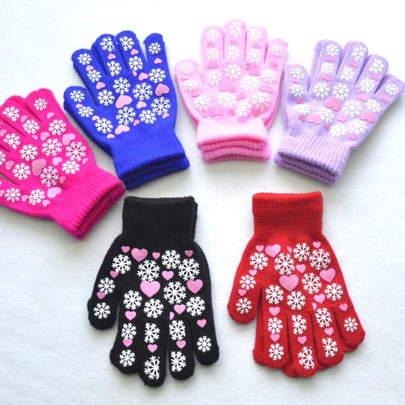 Warmom Nette Kind Fäustlinge freundlicher Winter Gestrickte Handschuhe Für Jungen Mädchen Schneeflocke Liebe aufbringen Fingerling Luvas Warme Fäustling