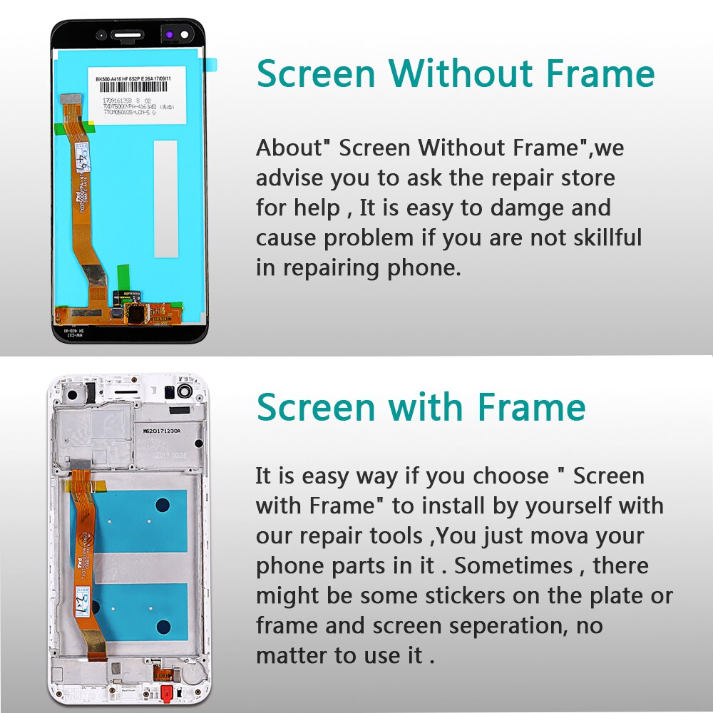 LCD & Touchscreen Digitizer Assembly for Huawei P9 Lite mini / Y6 Pro - 5.0 inch IPS Display - Includes Frame Option - Black, White, Gold
