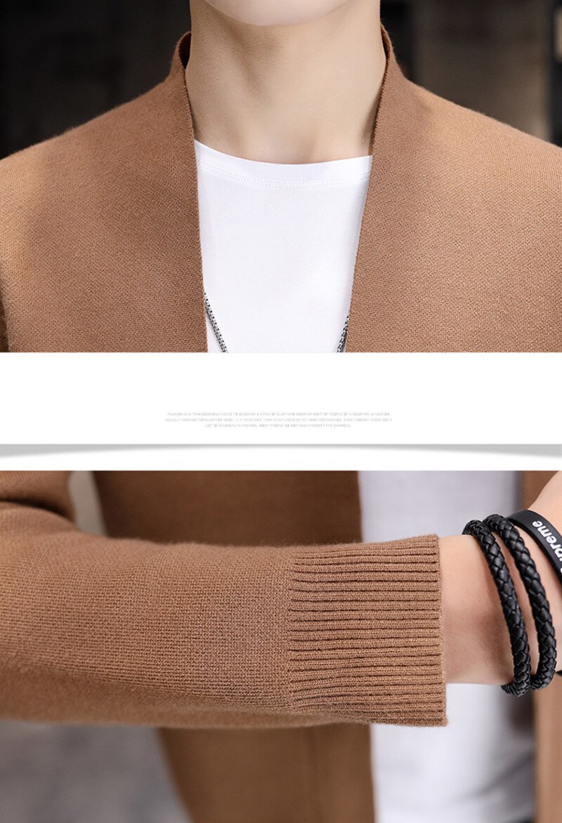 Smart stativ krave strikket cardigan herre langærmet lille knaplomme cardigan top herre efterår vinter sweater blød cardigan herre