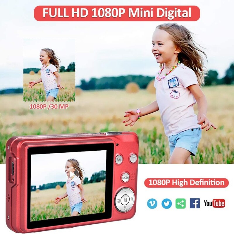 Hd 1080P Digitale Camera 30 Mp Mini 2.7 Inch Lcd-scherm Camera Met 8X Digitale Zoom, compact Camera 'S Voor Volwassen, Tieners