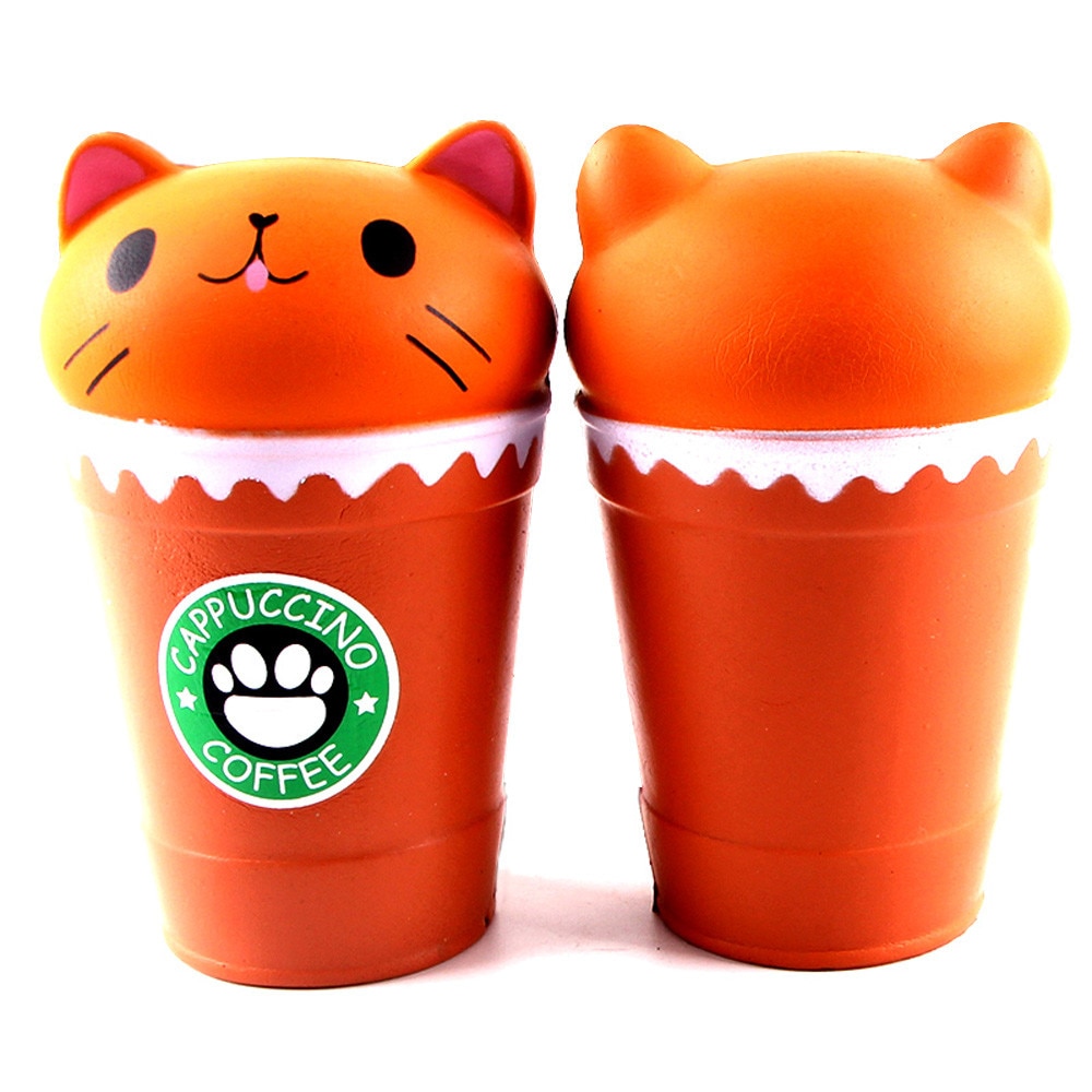 Kawaii Leuke Cut Cappuccino Cup Kat Geurende Squishy Trage Stijgende Squeeze squash anti-stress Speelgoed Collectie Cure A1