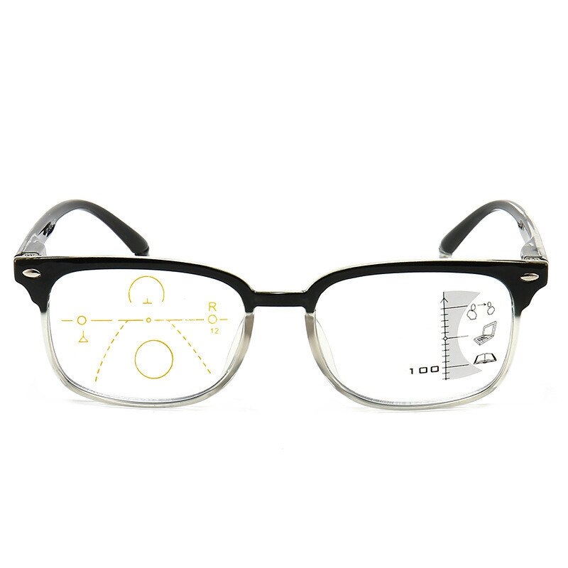 Men's Reading Glasses Progressive Multifocal Retro Presbyopic Blue Light Blocking Glasses Women Far Near Eyeglasses Eyewear +200: +200 / gray