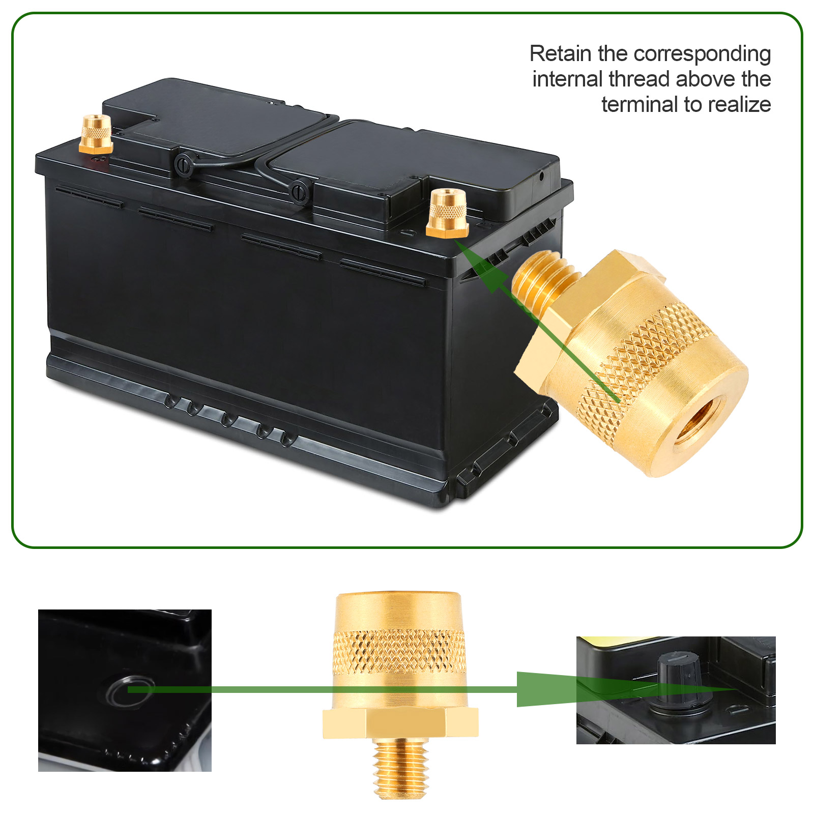Battery Pole Adapter Pair Positive Negative Battery Post Terminals with Male Thread M8 Battery Stud Connector car Accessories