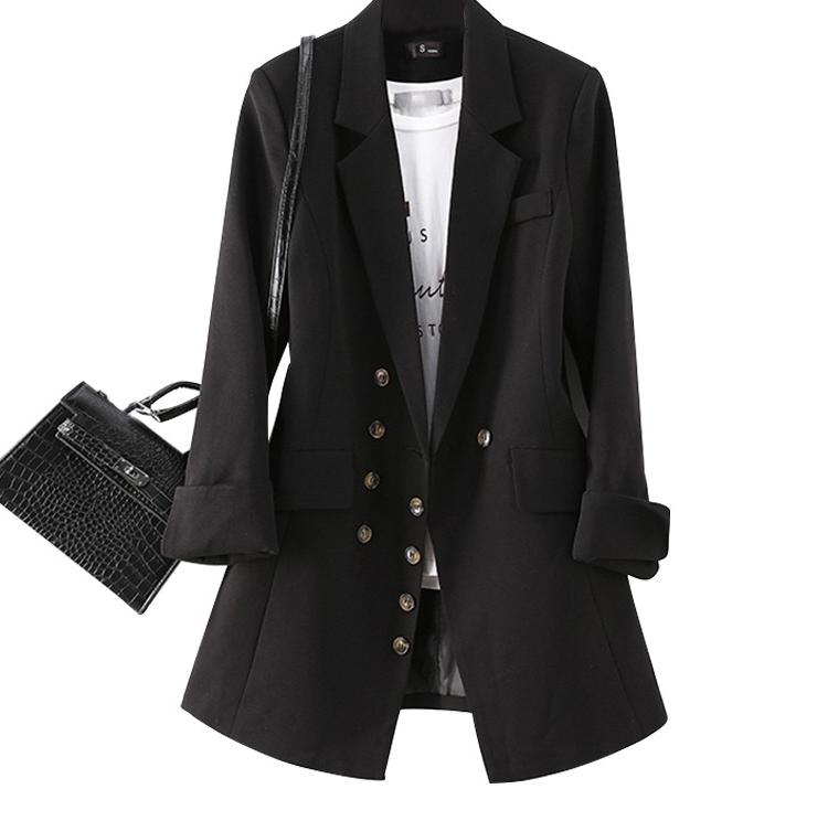 Lauri Laki bureau dame Blazer femmes solide à manches longues costume Blazer manteau rétro noir kaki Blazer veste automne: Black / XXXL