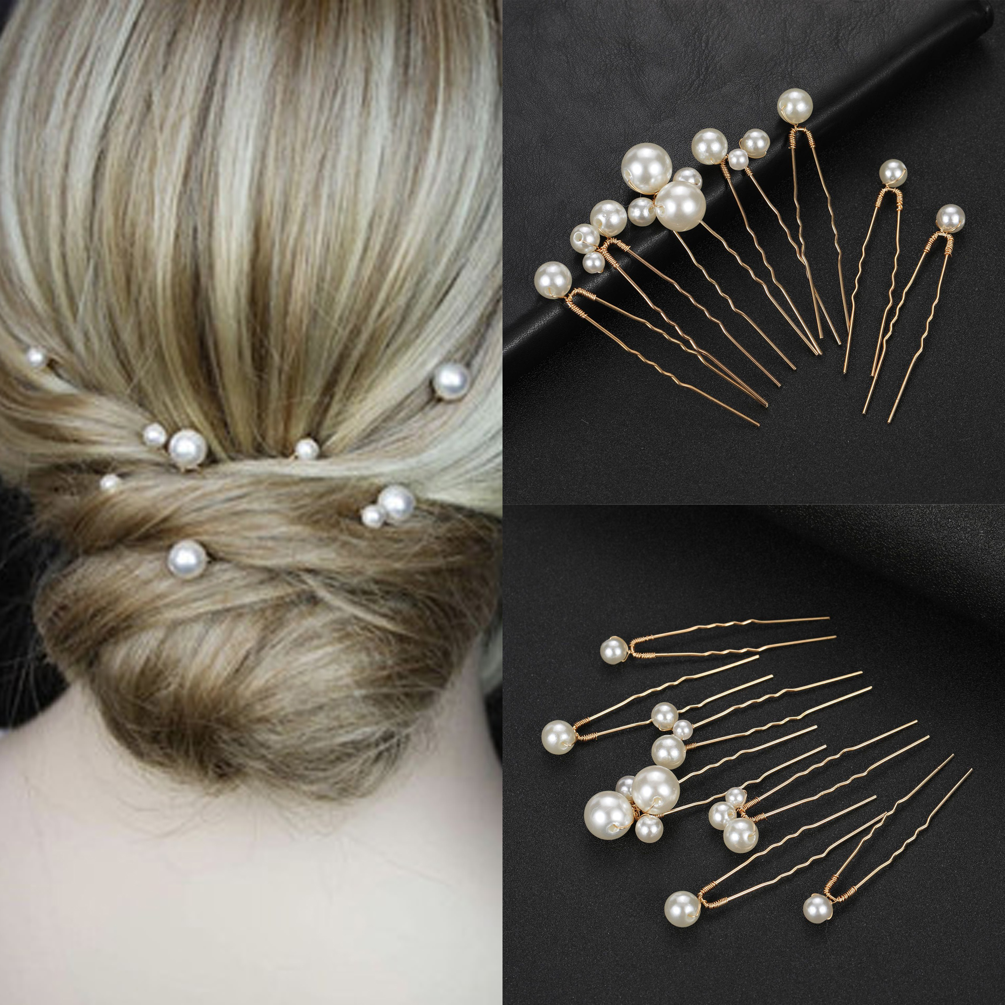 Accesorios para el cabello de boda, horquillas con diamantes de imitación para mujer, horquillas con perlas, tocado de novia, joyería de , , triangulación de envíos