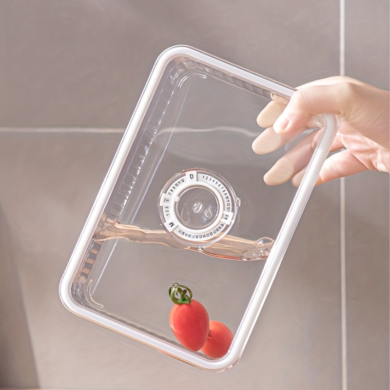 Transparent Refrigerator Food Storage Container Timing Fresh Vegetable Fruit Basket Kitchen Organizer Sealed Box For Freezer
