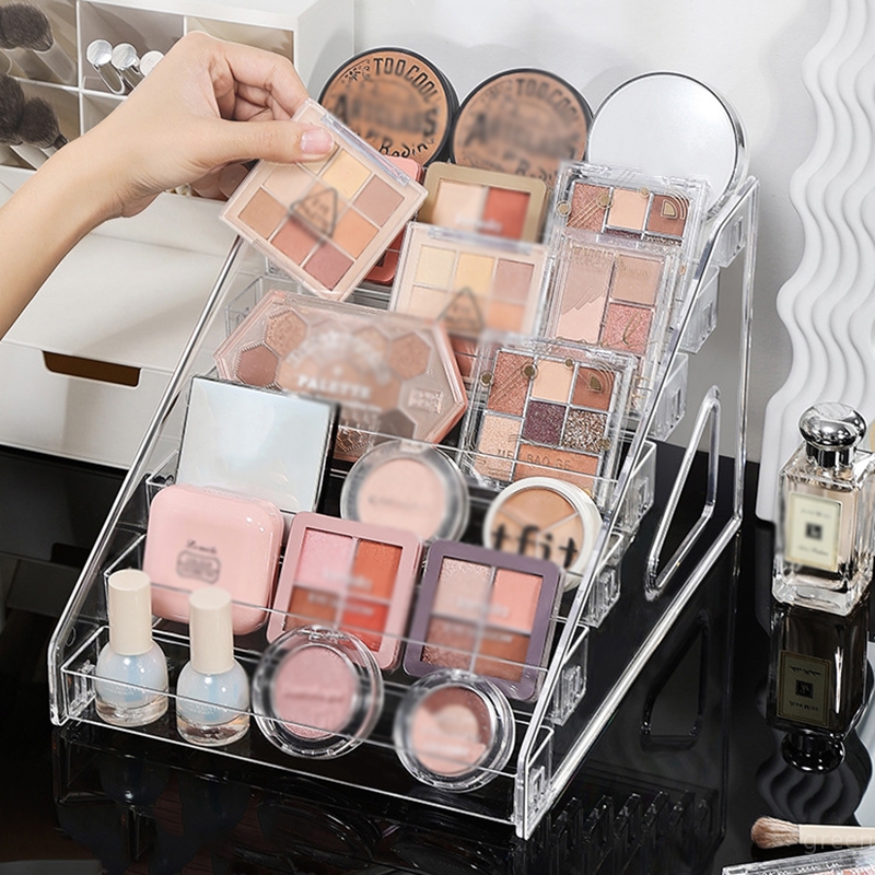 Meerlaags opbergrek voor opstapjes Organiseren van oogschaduw Lippenstift Transparante cosmetica Nagellak Desktop Display Plankorganisator