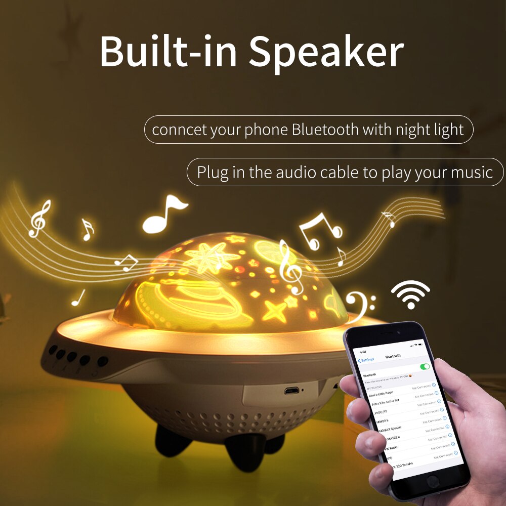 Landzo Ufo Star Night Light Projector Voor Kinderen, Kinderen, volwassen Creatief Speelgoed Stars Projectielamp Baby Volwassen Slaap Helper: Bluetooth Version