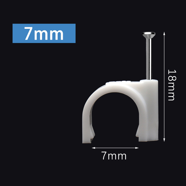 100 Pcs 4mm To 25mm Cable Steel Nail Line Card Card Wire Line Circular Cable Clips Trough Wire Fixing White Wire Retainer: White-7mm