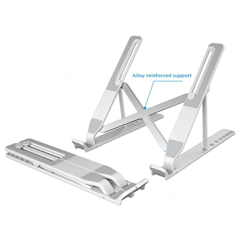 Draagbare Legering Laptop Stand Opvouwbaar Ondersteuning Base Notebook Stand Voor Macbook Pro Computer Laptop Houder Cooling Beugel Riser: Alloy White