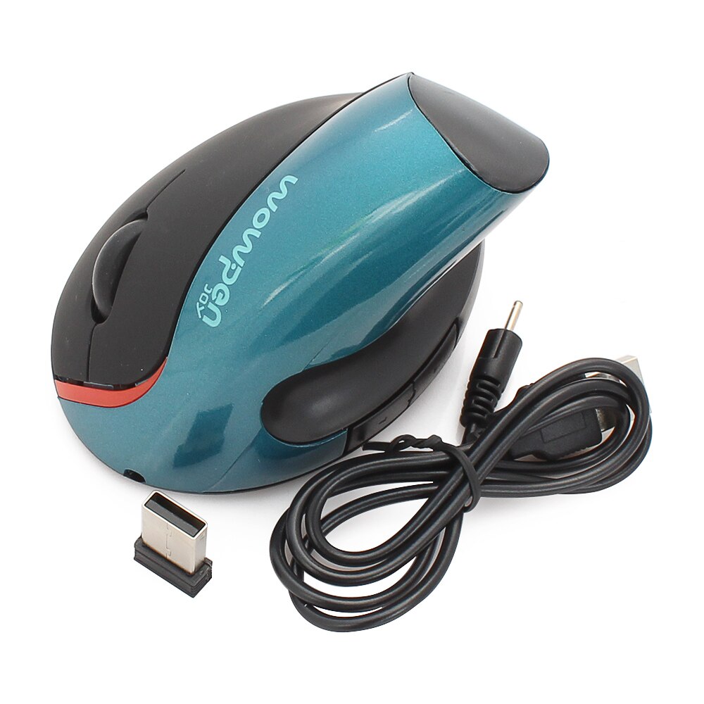 Chyi 5d 1600 dpi vertikale kabellose maus, ergonomische handgelenkschonende maus, wiederaufladbare maus für pc und laptop, für ein gesundes leben: Blaue vertikale maus