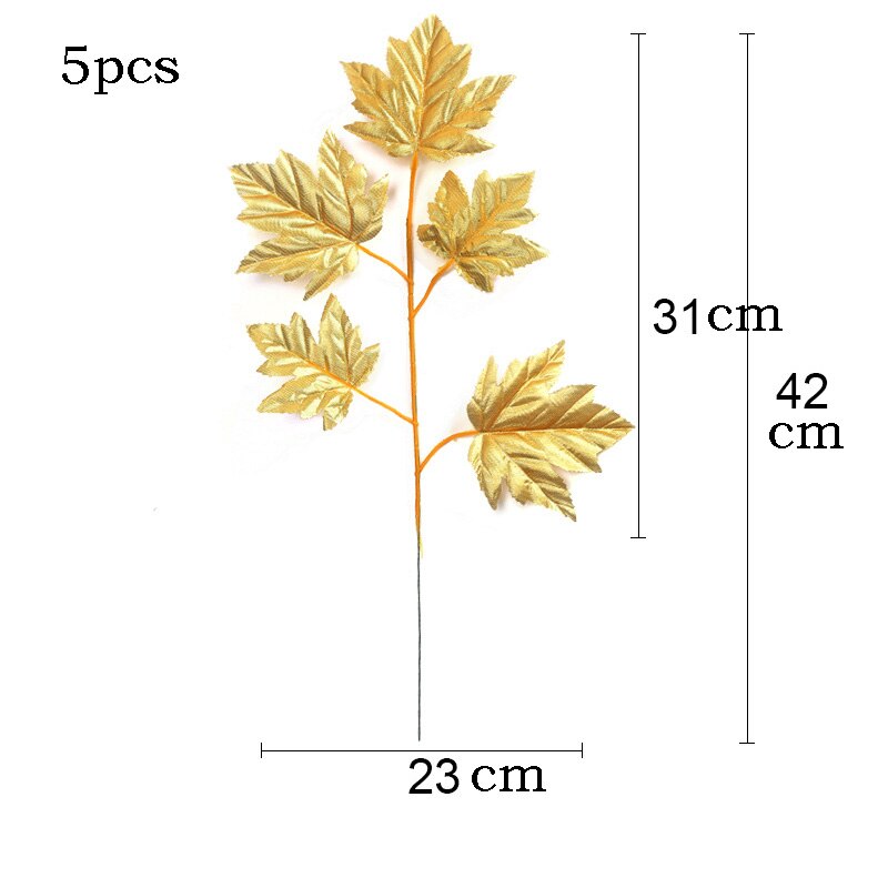 5Pcs Artificial Gold Fabric Turtle Back Leaf Scattered Tail Leaf Wedding Decoration For Home Christmas Birthday Palm Leaves
